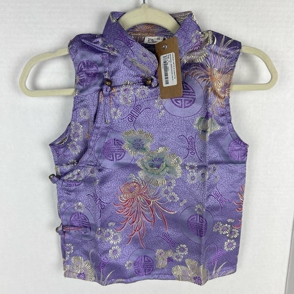 NWT - Kids, Tibetan Traditional Brocade Half Vest - Purple. Size: S - Picture 1 of 9